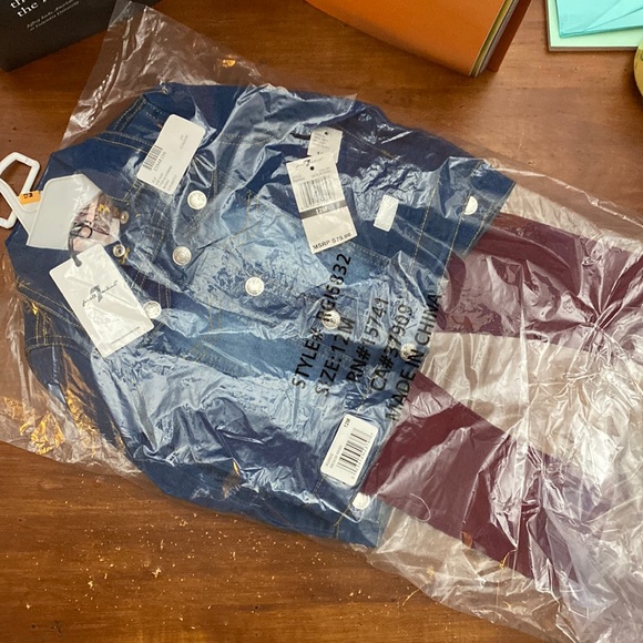 3 PC Set 7 For all mankind Denim Jacket + Pants + T-shirt - Picture 1 of 5